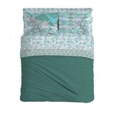 PENSIERI DELICATI Beddengoedset voor tweepersoonsbed, 100% katoen, 180 x 200 cm, met laken, bovenlaken en 2 kussenslopen, gemaakt in Italië, motief marine groen