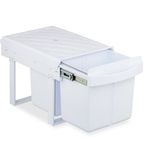 Relaxdays inbouw prullenbak - 2 vakken - 2x 15 l - keukenkastje - uittrekbaar - wit