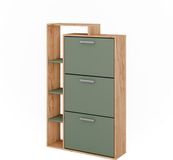 Vicco Orlando Schoenenkantelaar – 80 x 128.3 cm met 3 compartimenten Goldkraft eik/groen