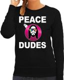 Bellatio Decorations Shoppartners Bv Hippie Jezus Kerstbal Sweater / Kersttrui Peace Dudes Zwart voor Dames - Maat S