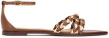 Kazar Platte bruine en gouden sandalen met puntige neus