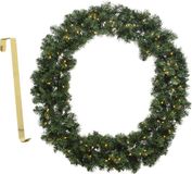 Decoris Kerstkrans - met verlichting - 60 cm - kunststof - incl. deurhanger