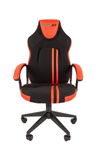 CHAIRJet Computerstoel, gaming-stoel, stof, pc-stoel, 150 kg, hoge rugleuning, ergonomische directiestoel, bureaustoel met hoge inklapbare armleuningen, 26TF (zwart rood)