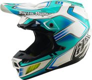 Troy Lee Designs SE5 Composite MIPS Crest Motocrosshelm - Turquoise/wit - XL