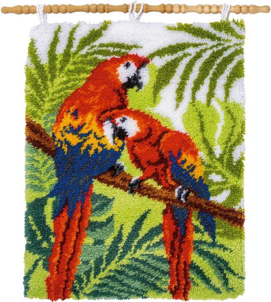 Vervaco Knooptapijt Papegaaien in de jungle - 55 x 72 cm