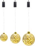Merkloos / Sans marque Verlichte kerstballen - 3x st - kunststof - goud - aan draad - D12, D15 en D20 cm