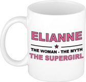 Bellatio Decorations naam cadeau mok - Elianne - Woman Myth Supergirl - koffiemok - 300 ml - collega - moederdag
