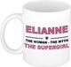 Bellatio Decorations naam cadeau mok - Elianne - Woman Myth Supergirl - koffiemok - 300 ml - collega - moederdag