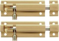 AMIG schuifslot/plaatgrendel - 2x - aluminium - 5 cm - goudkleur
