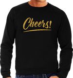 Bellatio Decorations Cheers Tekst Sweater - Zwart - Gouden Glitter Letters - Heren - XL