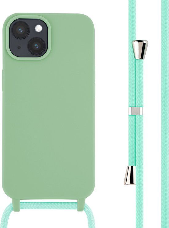 iMoshion Hoesje Met Koord iPhone 15 - Groen - Siliconen Back Cover