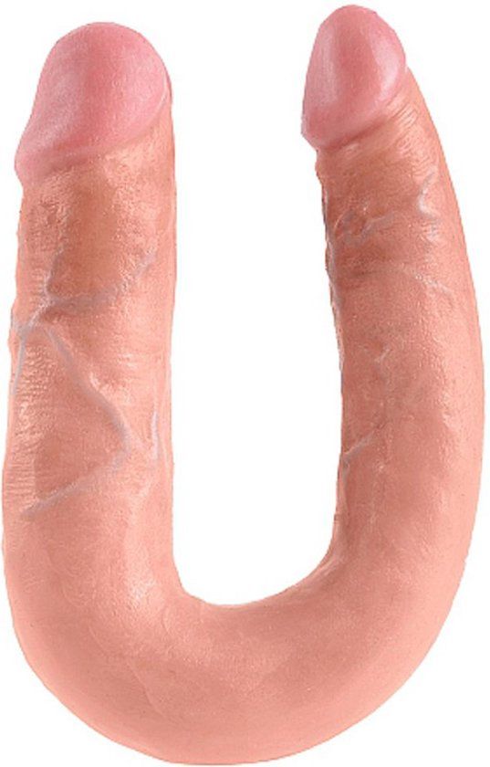 King Cock U-Shaped Double Trouble Dubbele Dildo Medium - Beige