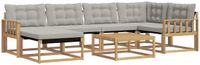 vidaXL Hoek loungeset 7-delig Wit/Lichtgrijs Massief Acaciahout Inclusief Tafel