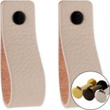 Brute Strength BIGsave B.V. Leren handgrepen - Licht Grijs - 2 stuks - 16,5 x 2,5 cm - incl. 3 kleuren schroeven