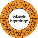 Merkloos / Sans marque Ricard Keuringsstickers Volgende Inspectie 2027 | 50 stuks, Ø 35 mm | Buiten Oranje