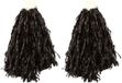 4x Stuks cheerball/pompom noir avec poignée annulaire 28 cm - Cheerleader accessoires de déguisement