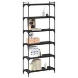 vidaXL Boekenkast 6-laags 80 x 30 x 188 cm Bewerkt hout Zwart eiken