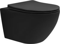 LuxeBath Wandcloset Randloos Zwart Diepspoel Keramisch 54 cm met Nano-coating en Tornadospoeling