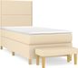 vidaXL Boxspring met matras stof crèmekleurig 100x200 cm