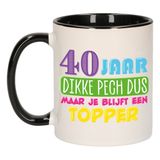 Bellatio Decorations Verjaardag cadeau mok 40 jaar - zwart - dikke pech dus - 300 ml - keramiek
