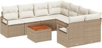 vidaXL Tuinbank Set 9-delig Beige en Crème Polyrattan