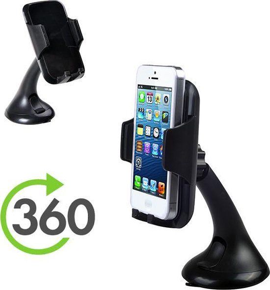 Universele Autohouder - Telefoonhouder voor Auto - Zwart - Dashboard/Raam - 6 inch - Merkloos