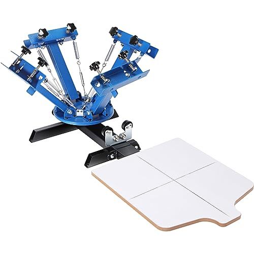 VEVOR Zeefdrukmachine, 4 kleuren, 1 station, 360° draaibare zeefdruk, 54 x 45 cm, dubbellaags positioneringspakket voor het afdrukken van T-shirt