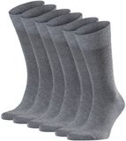 FALKE Happy 6-Pack eenkleurig katoen multipack sokken heren grijs - maat 39-42
