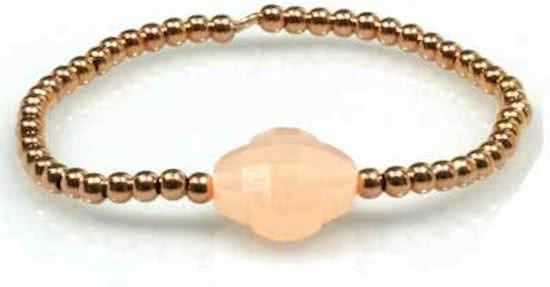 Heaven Eleven Rose gouden armband met zalmkleurige bloem