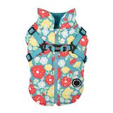 PUPPIA Puppia Alyssa Winterhondenjas met geïntegreerd harnas, anti-trek, koud weer, waterdicht, warme fleece ritssluiting aan de achterkant, voor kleine en middelgrote honden, Aqua, Medium