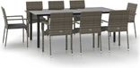 vidaXL 9-delige Tuinset met Kussens, Poly Rattan, Zwart en Grijs