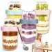 Set de 4 bocaux en verre pour overnight oats - 600 ml - Verre double paroi - Hermétique - Avec cuillère - Compartiment séparé sur le dessus - Convient pour le petit-déjeuner et les snacks