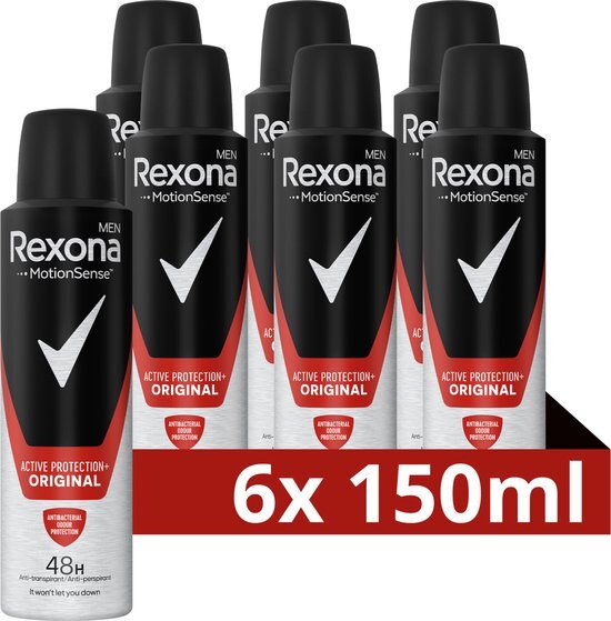 Rexona Men Active Shield Deodorant - 6 x 150 ml - Voordeelverpakking