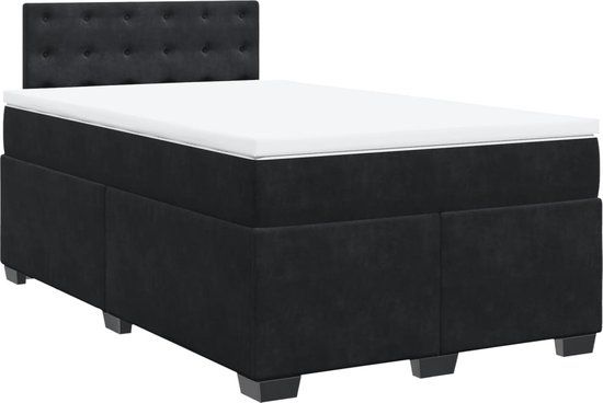 vidaXL Boxspring met matras fluweel zwart 120x190 cm