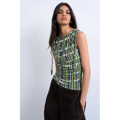 TOPSHOP Gestreepte Asymmetrische Top Groen