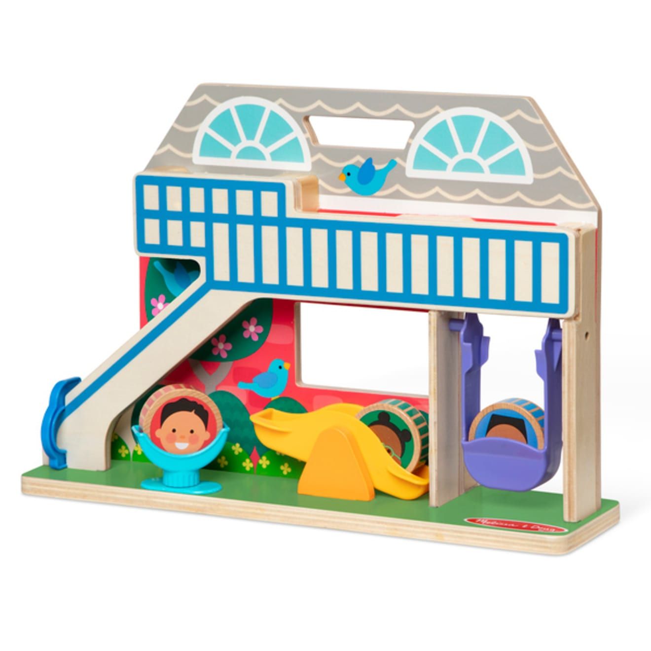 Melissa & Doug GO Tots Houten schoolplein tuimelpret (met 3 schijven) - Houten peuterspeelgoed - Educatief spel - 12 maanden +
