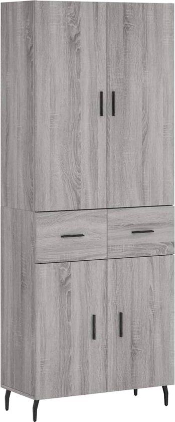 vidaXL Hoge kast 69,5x34x180 cm bewerkt hout grijs sonoma eikenkleurig