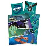 HERDING Bedlinnenset Drachenzähmen leicht gemacht Katoen Meerkleurig 135 x 200 cm