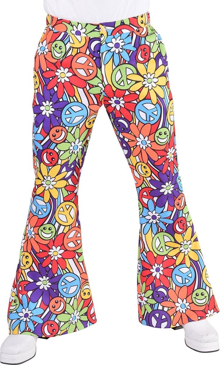 Magic design Hippiebroek Flower Heren Polyester Multic. Maat Xl