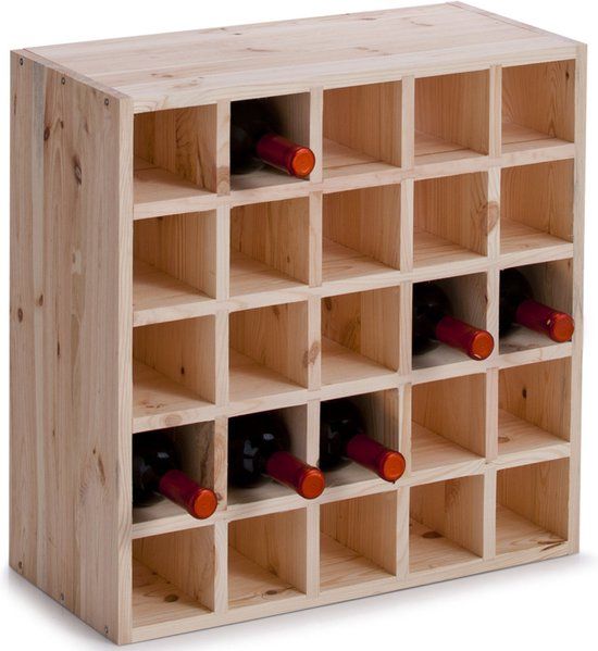 Zeller - Wijnflessen rek - 25 flessen - Hout - Beige - 52 x 25 x 52 cm