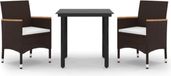 vidaXL 3-delige tuinset met kussens, polyrattan, glas