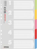 Office Products Tabbladen, 11-gaats, 5-delig, grijs-assorti, karton