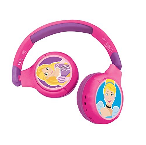 Lexibook Disney Prinses 2-in-1 Bluetooth-koptelefoon voor kinderen - Stereo draadloos, Veilig voor kinderen voor jongens, opvouwbaar, verstelbaar, HPBT010DP