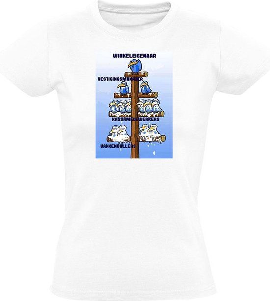 Vogels in een supermarkt Dames T-shirt - Wit - XXL