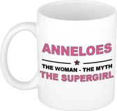 Bellatio Decorations naam cadeau mok - Anneloes - Woman Myth Supergirl - koffiemok - 300 ml - collega - moederdag