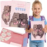 Sarcia.eu Otter Schoolmap met elastiek A4 voor meisjes, Roze/Bruin/Blauw
