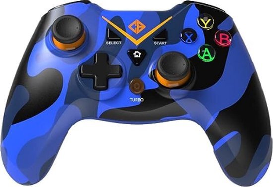 Cosmic Byte C3070W (Camo Blue) Nebula 2.4G Wireless Gamepad | for PC/PS3 Supports | Windows XP/7/8/10 | Rubberized Texture | Video Game Controller | Enhanced Grip | Double Triggers