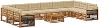 vidaXL - Bank loungeset - 4 zitplekken - Massief acacia hout - Natuurlijk en beige