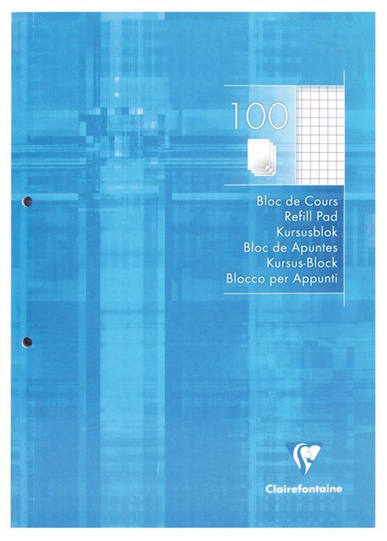 Clairefontaine Navulblokken A4 Geruit met Marge 100 Vel Blauw