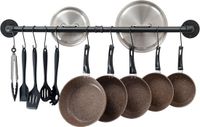 Merkloos Pannenrek - 100cm Opbergrek - Keukenrek Organizer - Pannenplank Wandmontage - Zwart Metaal